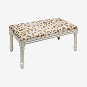 Louis XVI Bench - Caramel / White - Linen - Cheetah