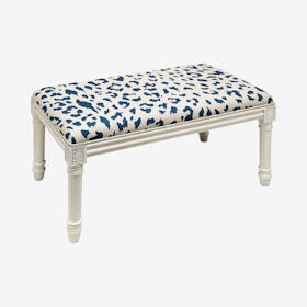 Louis XVI Bench - Navy / White - Linen - Cheetah