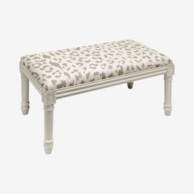 Louis XVI Bench - Taupe / White - Linen - Cheetah