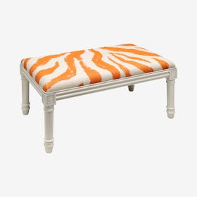 Louis XVI Bench - Orange / White - Linen - Zebra