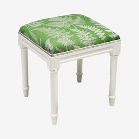 Cottage Vanity Stool - Jade Green / White - Linen - Fern