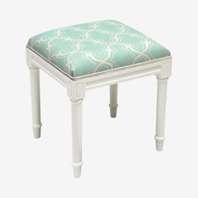 Cottage Vanity Stool - Aqua / White - Linen - Trellis