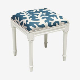 Cottage Vanity Stool - Navy / White - Linen - Big Coral