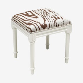 Cottage Vanity Stool - Chocolate / White - Linen - Faux Bois