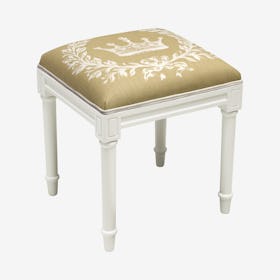 Cottage Vanity Stool - Tan / White - Linen - Crown