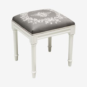 Cottage Vanity Stool - Grey / White - Linen - Bee