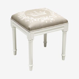 Cottage Vanity Stool - Taupe / White - Linen - Crown