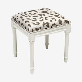 Cottage Vanity Stool - Grey / White - Linen - Cheetah