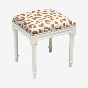 Cottage Vanity Stool - Caramel / White - Linen - Cheetah