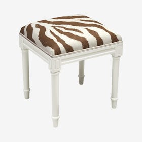 Cottage Vanity Stool - Chocolate / White - Linen - Zebra