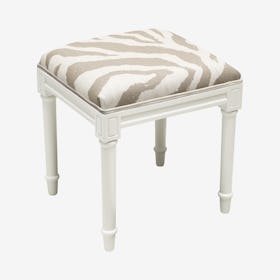 Cottage Vanity Stool - Taupe / White - Linen - Zebra