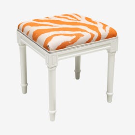 Cottage Vanity Stool - Orange / White - Linen - Zebra