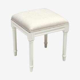 Cottage Vanity Stool - Linen / White - Linen - Solid
