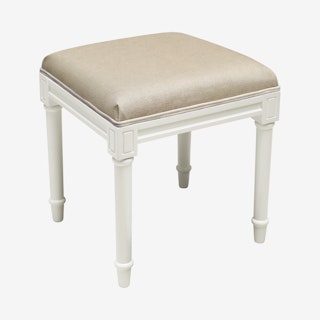 Cottage Vanity Stool - Taupe / White - Linen - Solid