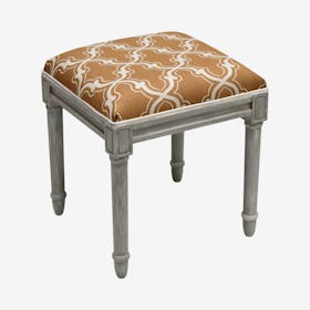 Cottage Vanity Stool - Caramel / Grey - Linen - Trellis