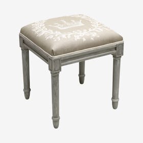 Cottage Vanity Stool - Taupe / Grey - Linen - Crown