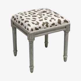 Cottage Vanity Stool - Grey - Linen - Cheetah