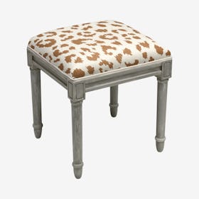 Cottage Vanity Stool - Caramel / Grey - Linen - Cheetah