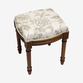 Louis XVI Vanity Stool - Taupe - Linen - Peony