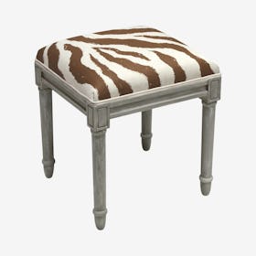 Cottage Vanity Stool - Chocolate / Grey - Linen - Zebra