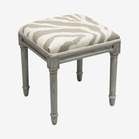 Cottage Vanity Stool - Taupe / Grey - Linen - Zebra
