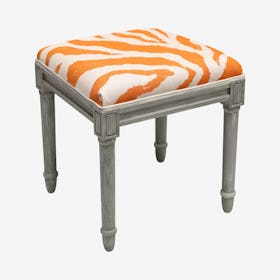 Cottage Vanity Stool - Orange / Grey - Linen - Zebra