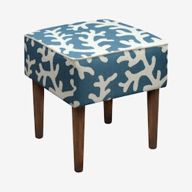 Modern Vanity Stool - Navy - Linen - Big Coral