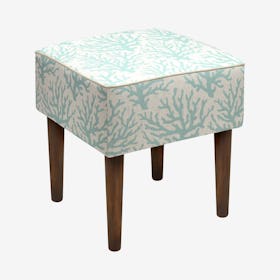 Modern Vanity Stool - Aqua - Linen - Coral