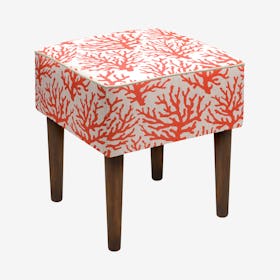 Modern Vanity Stool - Coral Red - Linen - Coral