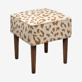 Modern Vanity Stool - Caramel - Linen - Cheetah