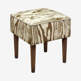 Modern Vanity Stool - Chocolate - Linen - Faux Bois