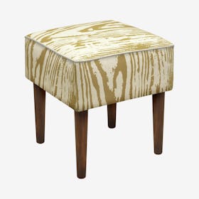 Modern Vanity Stool - Tan - Linen - Faux Bois