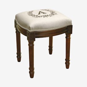 Monogram Vanity Stool - Linen - Letter A