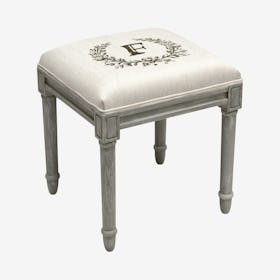 Monogram Vanity Stool - Linen / Grey - Letter F