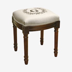 Monogram Vanity Stool - Linen - Letter G