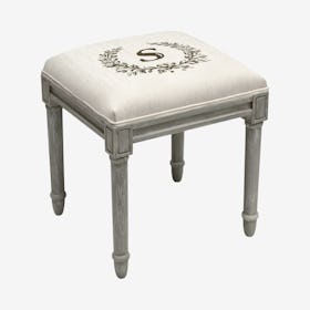 Monogram Vanity Stool - Linen / Grey - Letter S