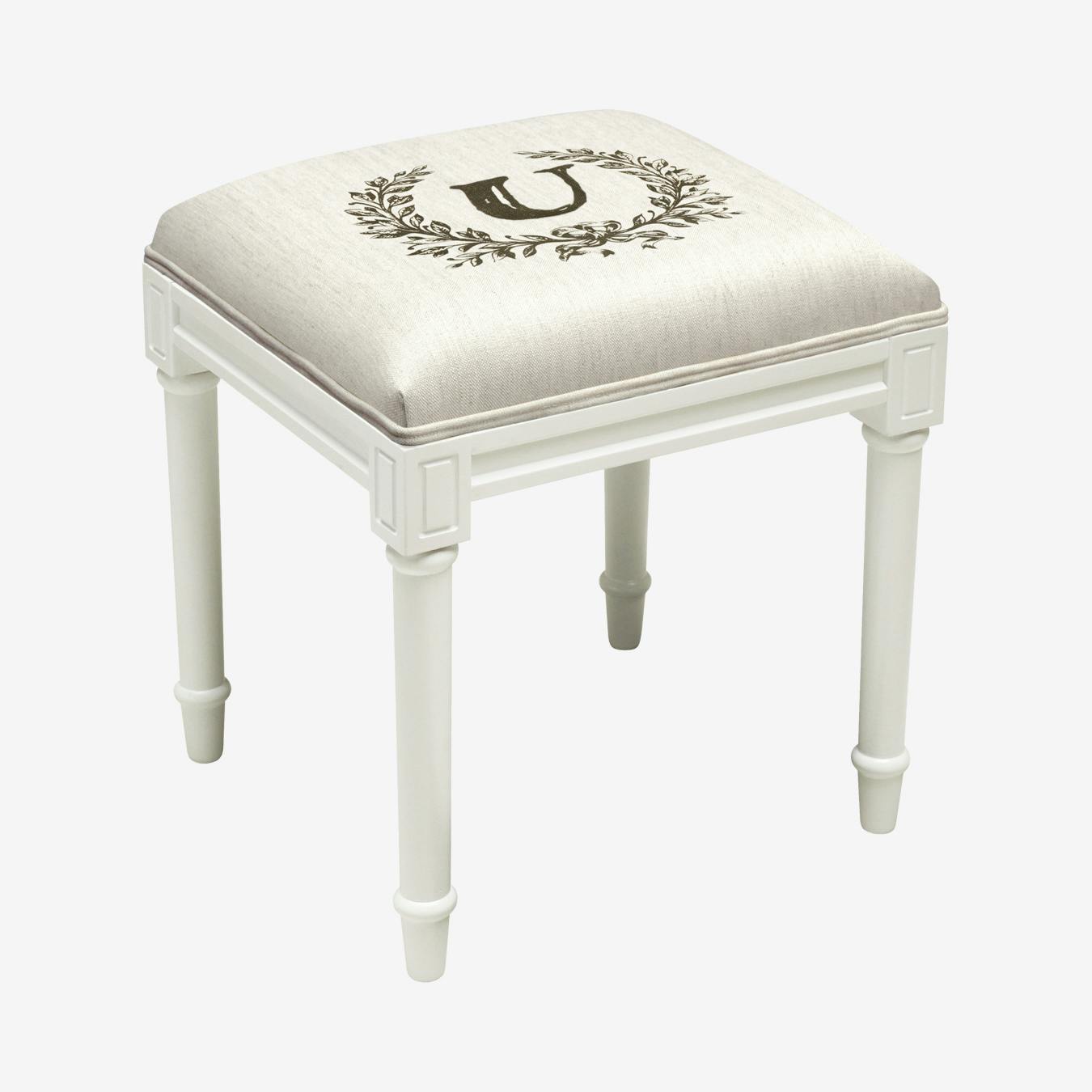 monogrammed vanity stool