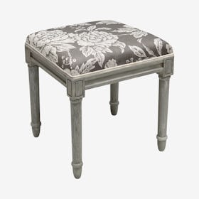 Cottage Vanity Stool - Dark Grey - Linen - Peony