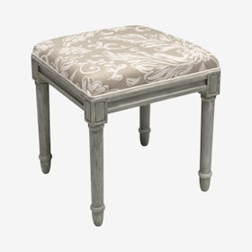 Cottage Vanity Stool - Taupe / Grey - Linen / Wood - Tuscan