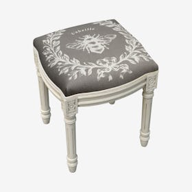 Louis XVI Vanity Stool - Grey / White - Linen - Bee