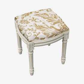 Louis XVI Vanity Stool - Tan / White - Linen - Tuscan