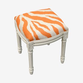 Louis XVI Vanity Stool - Orange / White - Linen - Zebra