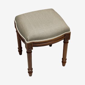 Louis XVI Vanity Stool - Taupe - Linen - Solid