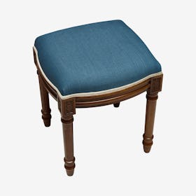 Louis XVI Vanity Stool - Navy - Linen - Solid