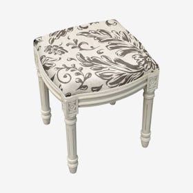 Louis XVI Vanity Stool - Grey / White - Linen - Tuscan