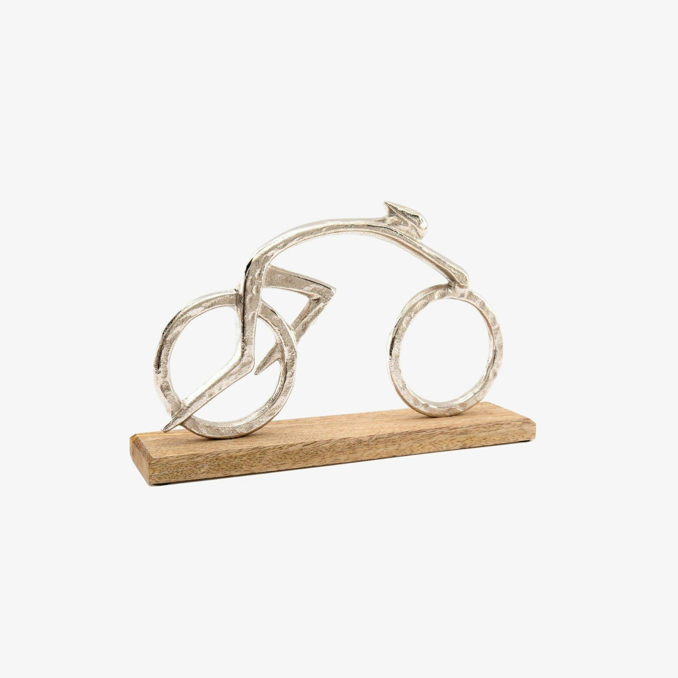 Silver Cyclist on a Wooden Base by Geko Products