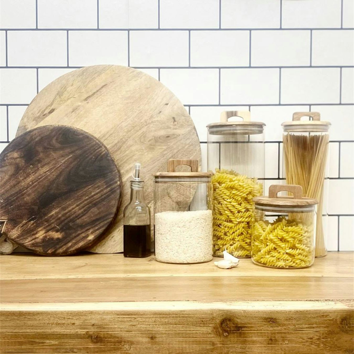Glass Storage Jar with Acacia Lid by Geko Products