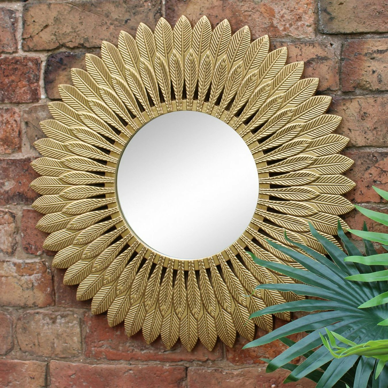 Feather Mirror - Gold by Geko Products