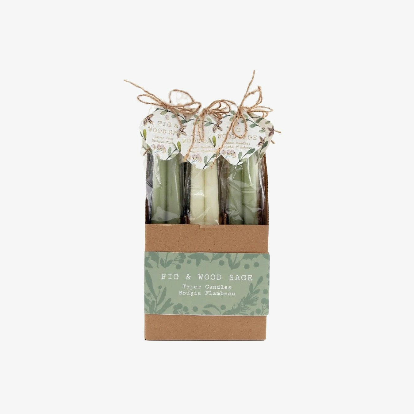 Set of Two Fig and Wood Sage Taper Candles by Geko Products