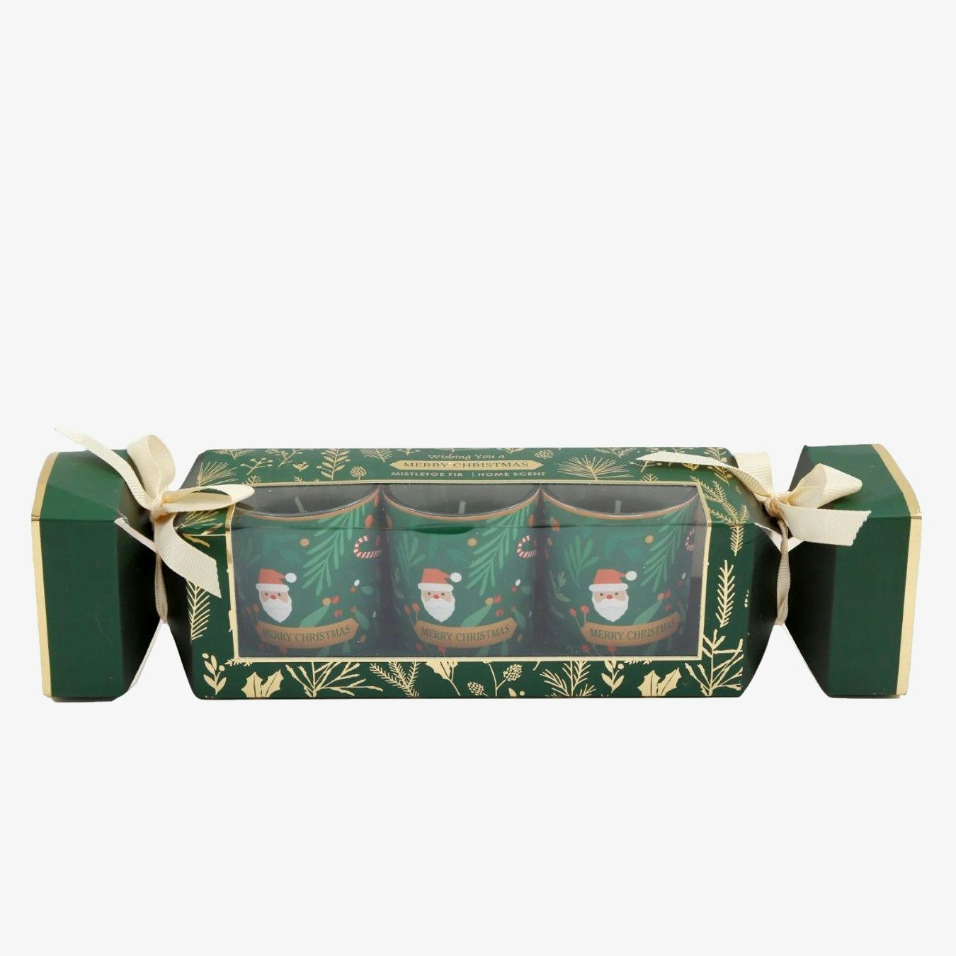 Cracker Gift-box with Mistletoe & Fir Candle-pots by Geko Products